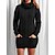 cheap Spring&amp;Autumn Dress-Women&#039;s Casual Dress Sweater Dress Bodycon Fashion Mini Dress Outdoor Daily Vacation Going out Pure Color Long Sleeve Turtleneck 2023 Patchwork Pocket Loose Fit Black Red Green S M L XL XXL 3XL