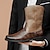 billige Cowboy &amp; Western Boots-Herre Støvler Cowboy Western støvler Gang Afslappet Daglig PU Bekvem Ankelstøvler Hjemmesko Mørkerød Sort Forår Efterår