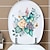 voordelige Decoratieve Muurstickers-grappige bloem vlinder toiletdeksel sticker - waterdichte zelfklevende badkamer decor sticker kamer decor, woondecoratie