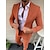 cheap Men&#039;s Blazers &amp; Suits-Men&#039;s Set Suits Blazer 2 Piece Business Cocktail Party Wedding Party Spring &amp;  Fall Fashion Casual Stripes Polyester Casual / Daily Pocket Single Breasted Blazer White Orange