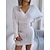 cheap Spring&amp;Autumn Dress-Women&#039;s Casual Dress Sweater Dress Bodycon Warm Mini Dress Outdoor Casual Daily Going out Pure Color Long Sleeve V Neck 2023 Ruched Regular Fit Black White Blue S M L