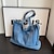 cheap Handbag &amp; Totes-Women&#039;s Crossbody Bag Tote Shoulder Bag Canvas Tote Bag Denim Outdoor Daily Holiday Zipper Large Capacity Lightweight Durable Solid Color Light Blue Navy Blue