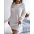 cheap Sweaters &amp; Cardigans-Women&#039;s Sweater Dress Jumper Ribbed Knit Patchwork Long Crew Neck Solid Color Daily Going out Stylish Casual Fall Winter White Pink S M L