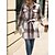 cheap Coats &amp; Jackets-Women&#039;s Casual Jacket Fall Winter Street Daily Wear Vacation Short Coat Windproof Regular Fit Casual Daily Street Style Jacket Long Sleeve with Pockets With Belt Maillard Stripes and Plaid claret