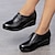 זול נעלים שטוחות לנשים-בגדי ריקוד נשים שטוחות נעלי נוחות בָּחוּץ יומי צבע אחיד עקב טריז בוהן עגולה אלגנטית יום יומי נוחות דמוי עור לואפר שחור