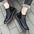 billiga Handgjorda skor för män-Herr Stövlar Kontor / Business Promenad Ledigt Dagligen Läder Bekväm Korta stövlar / ankelstövlar Loafers Svart Gul Blå Vår Höst
