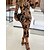 cheap Casual Dresses-Women&#039;s Casual Dress Print Sheath Dress Print Dress Crew Neck Print Midi Dress Outdoor Daily Active Fashion Regular Fit Long Sleeve Gold Spring Fall S M L XL