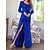 cheap Party Dresses-Women&#039;s Long Dress Maxi Dress Prom Dress Party Dress Sequin Dress Blue Pure Color Long Sleeve Fall Winter Autumn Sequins Fashion Square Neck Slim Winter Dress Birthday Evening Party 2023 S M L XL