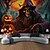 cheap Trippy Tapestries-Halloween Horror Hanging Tapestry Wall Art Large Tapestry Mural Decor Photograph Backdrop Blanket Curtain Home Bedroom Living Room Decoration Death Pumpkin Halloween Decorations