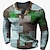 cheap Long Sleeve-Graphic Patchwork Colorful Fashion Designer Casual 3D Print Men&#039;s Sports Outdoor Holiday Festival Henley Shirt Waffle T Shirt T shirt Blue Brown Green Henley Long Sleeve Shirt Spring &amp;  Fall Clothing