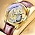 お買い得  クォーツ腕時計-高級中空メンズ腕時計自動クォーツ時計スケルトンヴィンテージ発光防水レザーステンレス鋼男性腕時計男性時計ギフト