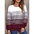 cheap Hoodies &amp; Sweatshirts-Women&#039;s Sweatshirt Pullover Active Sportswear Wine Striped Casual Sports Round Neck Top Long Sleeve Fall &amp; Winter Micro-elastic