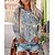 cheap Tees &amp; T-shirts-Women&#039;s T shirt Tee Light Brown Blue Brown Print Graphic Daily Long Sleeve Round Neck Basic Regular Fit Spring &amp;  Fall
