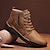 cheap Men&#039;s Handmade Shoes-Men&#039;s Boots Retro Handmade Shoes Fur Trim Fleece lined Hiking Vintage British Daily Office &amp; Career Leather Warm Slip Resistant Mid-Calf Boots Lace-up Light Brown Black Khaki Fall Winter