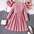 cheap Dresses-Kids Girls&#039; Dress Solid Color Long Sleeve School Performance Wedding Ruched Button Adorable Daily Cotton Midi Casual Dress Spring Fall Winter 4-12 Years Pink