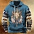 cheap Men&#039;s 3D Hoodies-Thanksgiving Buffalo Skull Hoodie Mens Graphic Tribal Cowboy Daily Ethnic Casual 3D Print Pullover Sports Outdoor Holiday Vacation Hoodies Blue Brown Khaki Hooded Front Pocket Native American Beige Co