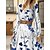cheap Casual Dresses-Women&#039;s Casual Dress Floral Swing Dress A Line Dress V Neck Ruffle Print Midi Dress Outdoor Street Fashion Streetwear Loose Fit Long Sleeve White Blue Fall Winter S M L XL XXL