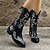 cheap Shoes &amp; Bags-Women&#039;s Boots Outdoor Work Daily Cowboy Boots Plus Size Cowgirl Boots Winter Mid Calf Boots Embroidery Pointed Toe Block Heel Chunky Heel Fashion Elegant Classic PU Floral Black Brown Gray