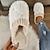 ieftine Flip-Flops de Damă-Pentru femei Papuci Pantofi Fuzzy Papuci de interior Încălțăminte de interior Zilnic Interior Culoare solidă Iarnă Toc Drept Vârf rotund Casual Confortabili minimalism Imitație Blană Loafer Alb Roz