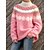 cheap Sweaters &amp; Cardigans-Women&#039;s Pullover Sweater Jumper Jumper Ribbed Knit Oversized Stand Collar Striped Outdoor Christmas Stylish Casual Fall Winter Pink S M L