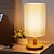 abordables lámpara de noche-Lámpara de noche de lino, lámpara de noche de madera, lámpara de escritorio con pantalla de lona, luz para dormitorio, sala de estar, habitación de bebé, 110-240v