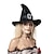 voordelige Accessoires-heksen-tovenaarshoed puntige halloween-heksenhoed met ruches punk-gotische volwassenen aankleden halloween eenvoudige halloween-kostuums mardi gras