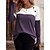 cheap Tees &amp; T-shirts-Women&#039;s T shirt Tee Army Green Purple Green Button Print Color Block Daily Weekend Long Sleeve Round Neck Fashion Regular Fit Spring &amp;  Fall