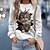 cheap Hoodies &amp; Sweatshirts-Women&#039;s Sweatshirt Pullover Active Sportswear Gray Cat Casual Sports Round Neck Top Long Sleeve Fall &amp; Winter Micro-elastic