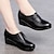 cheap Women&#039;s Flats-Women&#039;s Flats Comfort Shoes Outdoor Daily Solid Color Wedge Heel Round Toe Elegant Casual Comfort Faux Leather Loafer Black