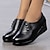 cheap Women&#039;s Flats-Women&#039;s Flats Comfort Shoes Outdoor Daily Solid Color Wedge Heel Round Toe Elegant Casual Comfort Faux Leather Loafer Black
