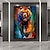 זול ציורי בעלי חיים-בקר נמר באיכות גבוהה בד תפאורה חווה בית קיר עיצוב סכין צבעונית בעל חיים בעבודת יד תמונה קישוט אמנות קיר בד (ללא מסגרת)