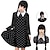 cheap Movie &amp; TV Theme Costumes-Kid&#039;s Wednesday Addams Floral Black Dress Plaits Pigtails Wig For Girls Goth Girl Addams family A-Line Dress Movie Cosplay Costume Gothic Little Black Dress Masquerade Carnival World Book Day Costumes