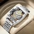 voordelige Mechanische Horloges-Heren mechanische horloges Luxe Grote wijzerplaat Modieus Zakelijk Skelet Tourbillon Lichtgevend WATERDICHT Leer Horloge