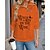 cheap Hoodies &amp; Sweatshirts-Women&#039;s Halloween Sweatshirt Pullover Active Sports Quarter Zip Orange Letter Halloween Casual V Neck Top Long Sleeve Fall &amp; Winter Micro-elastic