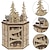 cheap Advent Calendar-Christmas Advent Calendar, LED Revolving Music Box Advent Calendar Decorated with Christmas Tree Reindeer House LED Lights, Lighted Wooden Carved 24 Day Countdown to Christmas Calendar, 24 Storage Dra