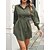 cheap Cotton &amp; Linen Dresses-Women&#039;s Mini Dress Shirt Dress Casual Dress Polyester Outdoor Daily Date Shirt Collar Classic Modern Long Sleeve Ruched Button 2023 Fall Winter Loose Fit White Sky Blue Green Pure Color S M L XL