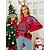 cheap Sweaters &amp; Cardigans-Women&#039;s Pullover Sweater Jumper Jumper Chunky Knit Print Tunic Crew Neck Color Block Christmas Daily Stylish Casual Spring Fall Red Beige S M L