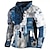 cheap Men&#039;s Hoodies-Color Block Patchwork Graphic Prints Daily Classic Casual 3D Print Men&#039;s Holiday Going out Streetwear Sweatshirt Pullover Sweatshirts Royal Blue Blue Dark Blue Stand Collar Long Sleeve Spring &amp;  Fall
