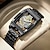 levne Mechanické hodinky-Muži mechanické hodinky Luxus Velký ciferník Módní Obchodní Kostra Tourbillon Svítící VODĚODOLNÝ Kůže Hodinky