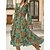 cheap Casual Dresses-Women&#039;s Casual Dress Floral Swing Dress A Line Dress V Neck Ruffle Print Midi Dress Outdoor Street Fashion Streetwear Loose Fit Long Sleeve Red Green Fall Winter S M L XL XXL