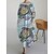 cheap Casual Dresses-Women&#039;s Casual Dress Animal Floral Print Dress Crew Neck Pocket Print Long Dress Maxi Dress Outdoor Street Fashion Streetwear Slim 3/4 Length Sleeve Yellow Blue Fall S M L XL XXL