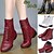 cheap Dance Boots-Women&#039;s Red Lace-Up Leather Dance Boots with Side Zipper, Comfortable and Stylish for Various Dance Styles, Perfect for Performances and Rehearsals