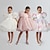 olcso Alkalmi ruhák-virág lány ruha gyerek lányok buli egyszínű grafikus rövid ujjú előadás esküvői divat imádnivaló napi pamut parti ruha tavaszi ősz 2-8 éves fehér elefántcsont rózsaszín
