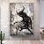 olcso Állatos festmények-kézzel készített olajfestmény vászon fal művészeti dekoráció fekete-fehér absztrakt stílusú állati bika lakberendezéshez hengerelt keret nélküli feszítetlen festmény