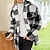 cheap Men&#039;s Jackets &amp; Coats-Men&#039;s Shirt Jacket Fleece Jacket Shacket Outdoor Daily Wear Warm Button Pocket Fall Winter Plaid / Check Fashion Streetwear Lapel Regular Black Khaki Jacket