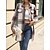 cheap Coats &amp; Jackets-Women&#039;s Casual Jacket Fall Winter Street Daily Wear Vacation Short Coat Windproof Regular Fit Casual Daily Street Style Jacket Long Sleeve with Pockets With Belt Maillard Stripes and Plaid claret