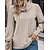 cheap Blouses &amp; Shirts-Women&#039;s Shirt Blouse Khaki Button Plain Casual Long Sleeve Cowl Neck Fashion Regular Fit Fall &amp; Winter
