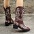 cheap Shoes &amp; Bags-Women&#039;s Boots Outdoor Work Daily Cowboy Boots Plus Size Cowgirl Boots Winter Mid Calf Boots Embroidery Pointed Toe Block Heel Chunky Heel Fashion Elegant Classic PU Floral Black Brown Gray