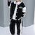 cheap Sets-2 Pieces Kids Boys Tracksuits Outfit Letter Stripe Long Sleeve Button Set Daily Spring Fall 7-13 Years Black Gray