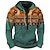 cheap Men&#039;s 3D Hoodies-Buffalo Print Hoodie Mens Graphic Color Block Tribal Prints Daily Ethnic Casual 3D Zip Holiday Going Out Streetwear Hoodies Bronze Dark Green Orange Long Native American Brown Cotton